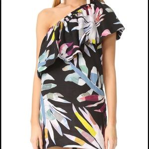 Mara Hoffman One Shoulder Mini Dress Black Print